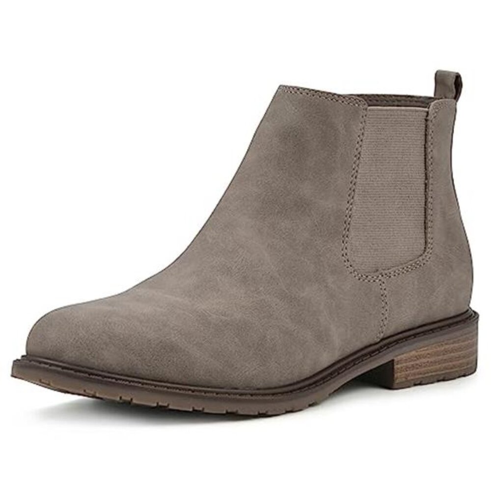 Womens Chelsea Bootie Short Ankle Casual Block Heel Side Zipper Dress Shoes